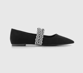 Womens Office Freshly  Pointed Embellished Ballerina Black Embellished